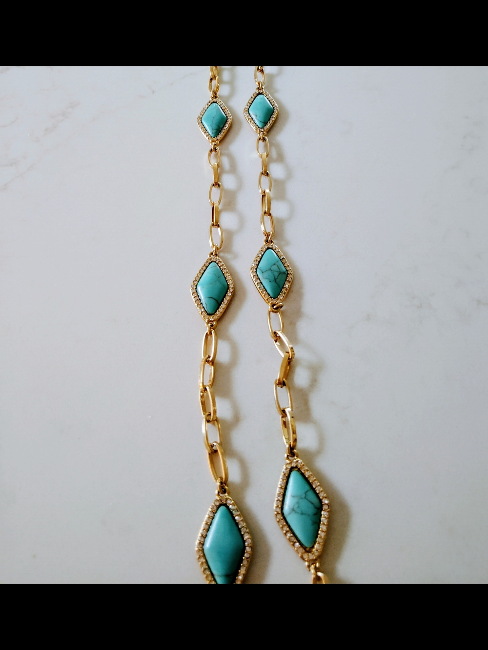 Lauren Ralph Lauren Gold-tone Paperclip Link Necklace with Turquoise Color Stone - Picture 4 of 7